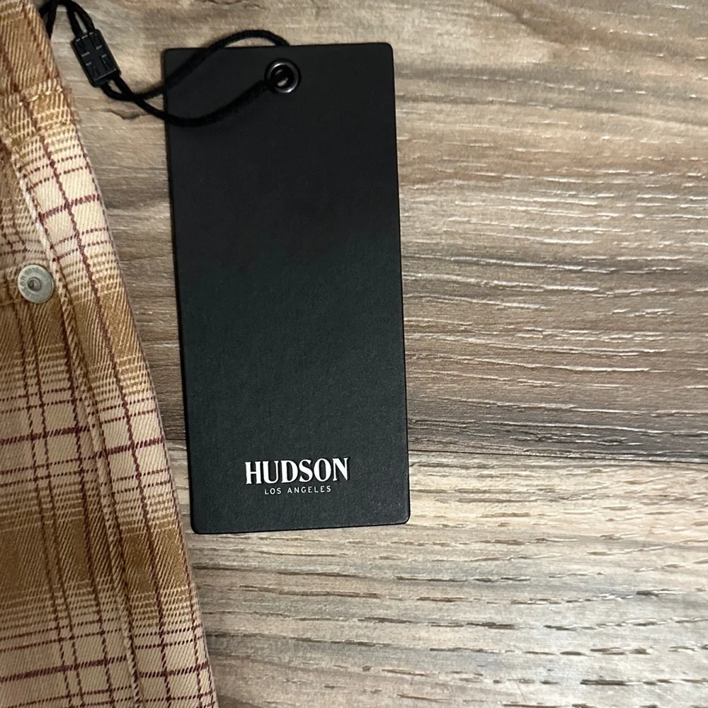 Hudson Women’s Barbara High-Rise Bootcut Jeans in Tan Plaid Size 27 NWT
